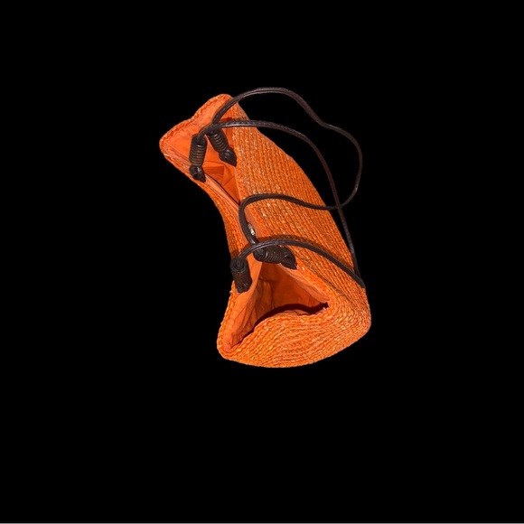 Wheat Straw Orange Bohemian Style Bucket Shoulder Bag - Picture 14 of 16